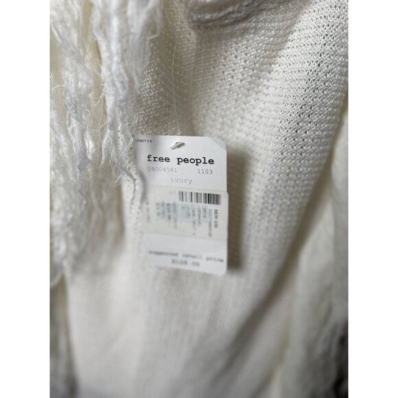 NEW Free People M Ivory Textured Fringe Knit Tank Top Sweater Boho Chic Design - Picture 5 of 15